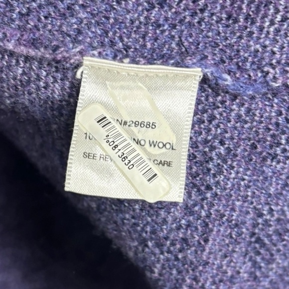 Pendleton Petite Women Sweater Purple Paisley Merino Wool Mock Neck Full Zip M - Picture 5 of 11